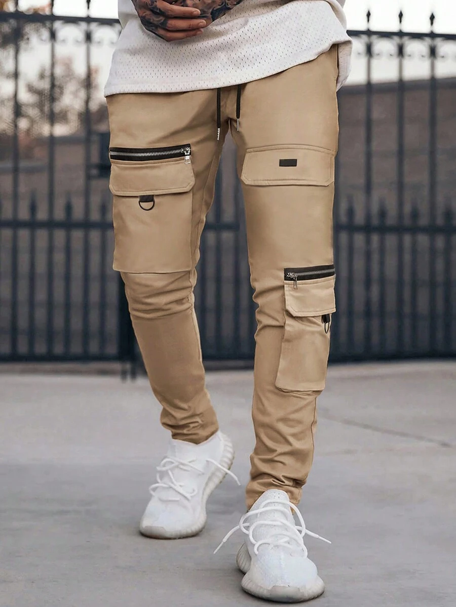 Manfinity EMRG Men Flap Pocket Side Drawstring Waist Cargo Pants - Ginger - View 1