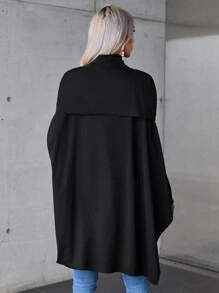 SHEIN Privé Cổ giả áo tay cánh Hem cao thấp Áo thun - màu đen - Xem 2