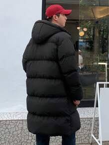 DAZY Manteau matelassé à capuche zippé avec graphique lettrage pour homme, pour l'hiver