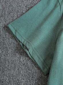 SHEIN EZwear Plus Shoes And Slogan Graphic Tee - Dark Green - View 3