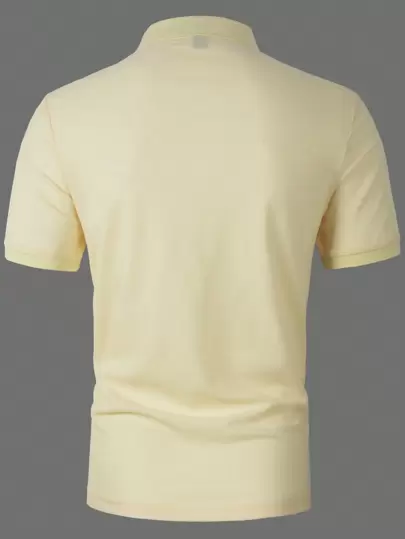 Manfinity Mode Men Letter Embroidery Detail Collar Polo Formal Shirt, For Work
