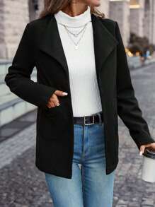 SHEIN LUNE Waterfall Collar Open Front Overcoat