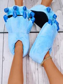 Funny Dinosaur Claw Home Slippers, Red Anti-Slip Warm Slippers For Women, One Size - Blue - View 7