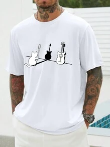 Manfinity Homme Nam Plus Đồ họa Hoạt hình Áo thun - trắng - Xem 1