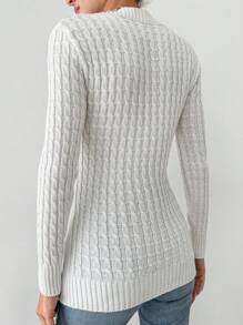EURMUSE Solid Cable Knit Sweater