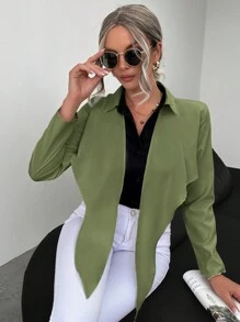 SHEIN Essnce Two Tone Asymmetrical Hem Blouse