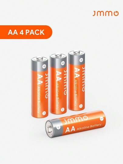 JMMO 电池，4 节 AA 电池 4 节装双 A 电池，续航时间长，家用和办公设备用碱性 AA 电池，兼容电子美容仪器和个人护理电器圣诞礼物，秋冬季假期露营必备品度假配件，露营用品