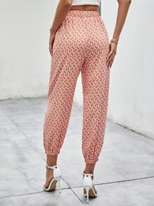 SHEIN LUNE In Toàn bộ Dây thắt lưng Quần - Màu Hồng  San hô - Xem 2