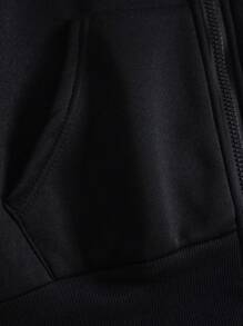 INAWLY 蝴蝶字母图案拉链保暖连帽衫，长袖上衣，适合毕业季、返校季、教师节等场合，女士秋季返校季卫衣 - 黑色 - 查看 3