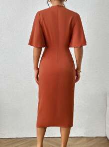 Chiquease Butterfly Sleeve Ruched Front Dress