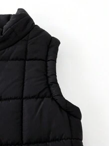 SHEIN Young Boy Zip Up Sleeveless Padded Coat - Black - View 6