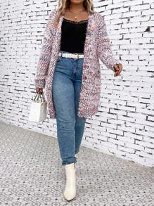 SHEIN LUNE 大码段染落肩开衫 - 彩色 - 查看 5