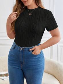 SHEIN Frenchy Plus Solid Bodysuit Without Jeans - Black - View 6