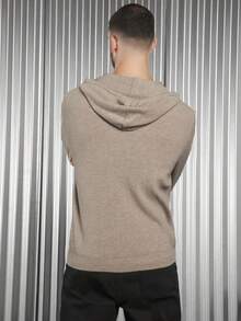 GENTILAND Men Kangaroo Pocket Drawstring Hooded Sweater - Khaki - View 2