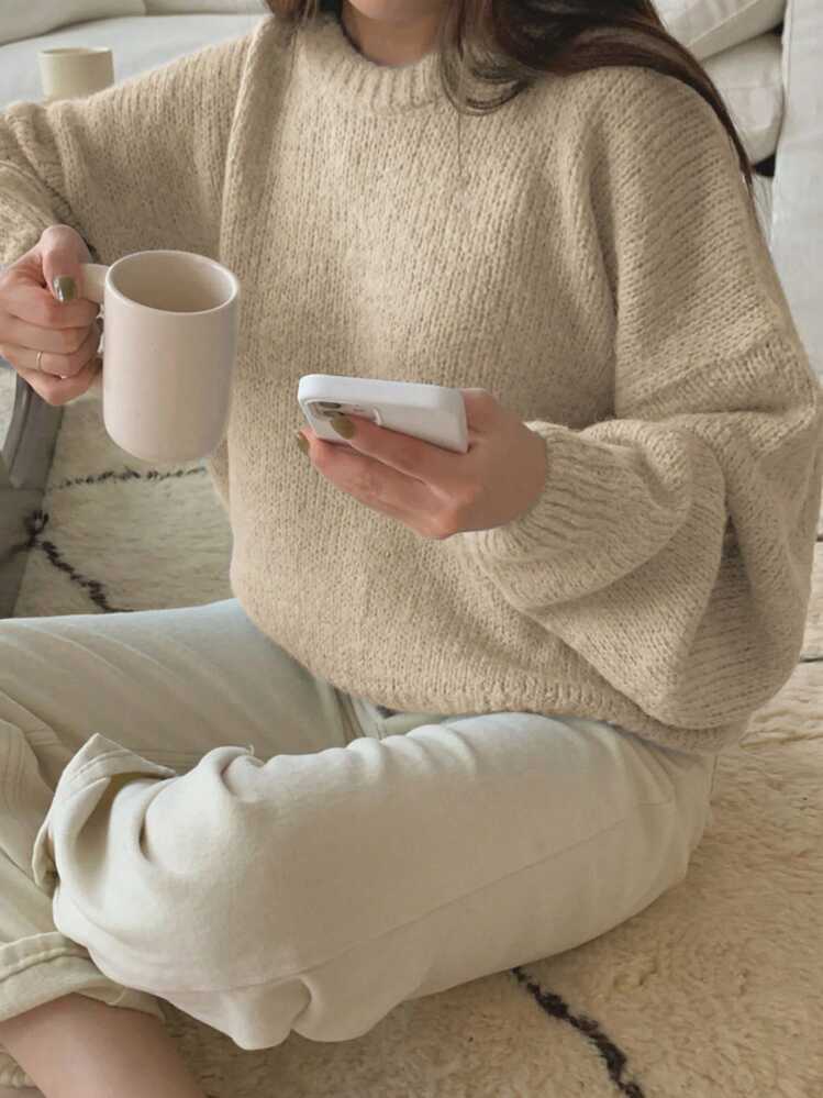 DAZY Solid Drop Shoulder Sweater,Fall Clothes