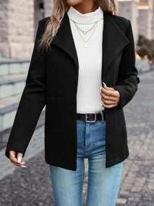 SHEIN LUNE Waterfall Collar Open Front Overcoat
