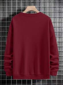 SHEIN Cottnline Men 1pc Christmas Print Drop Shoulder Sweatshirt - Red - View 2