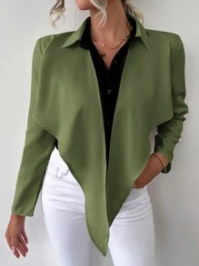 SHEIN Essnce Two Tone Asymmetrical Hem Blouse