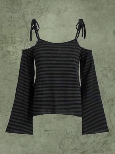 Fairycore Striped Tie Shoulder Tee