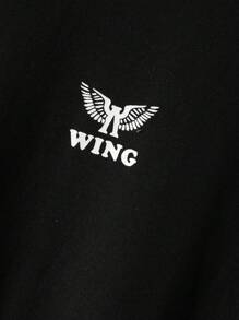 Manfinity Homme 男士大码字母圖案小高領T恤 - 黑色 - 查看 3