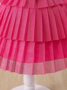 女嬰貼花層疊下擺洋裝 - 玫紅色 - 查看 5