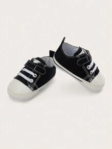 Giày vải trẻ sơ sinh xuân thu unisex có đế chống trượt mềm, giày thể thao trẻ sơ sinh - màu đen - Xem 4