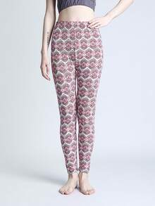 Geo Print Leggings - Red - View 5