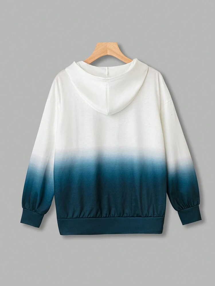 Plus Size Ombre Slogan Graphic Sweatshirt Pullover Fall Sweatshirt