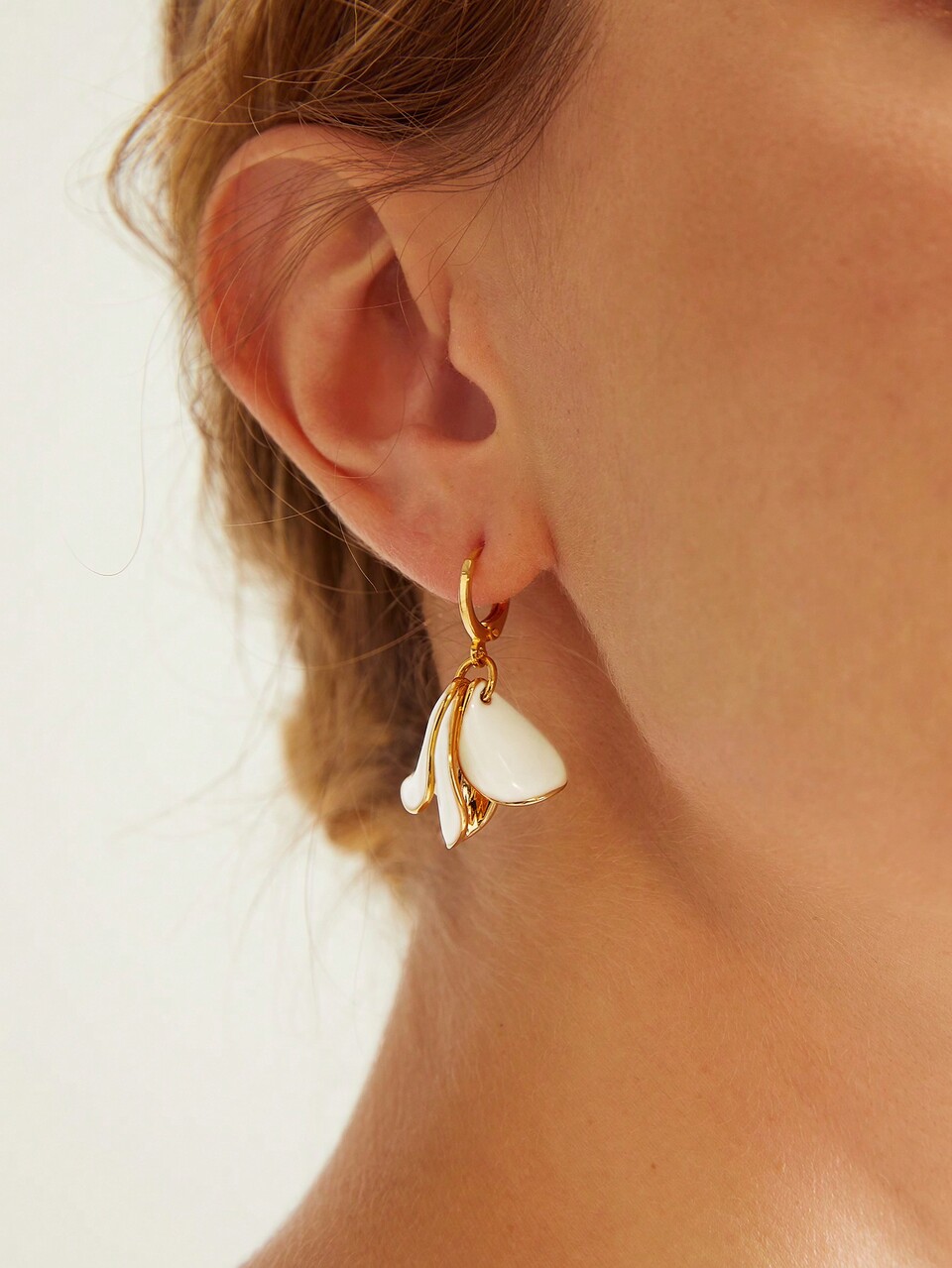 GOLDTONE PETAL DROP EARRINGS