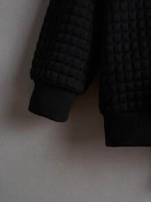 SHEIN Young Boy 2pcs Solid Color Texture Detail Loose Fit Casual Sweatshirt For Autumn Winter (Shirt Not Included) - Black and White - View 4