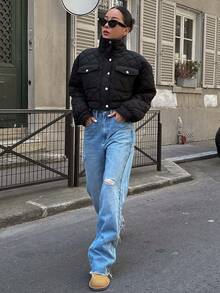 DAZY Túi có nắp Thả vai Dây kéo Cá nóc Dày Túi áo - màu đen - Xem 6