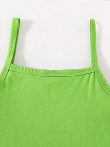 SHEIN 字母女童（大）兩件套 - 軍綠色 - 查看 3