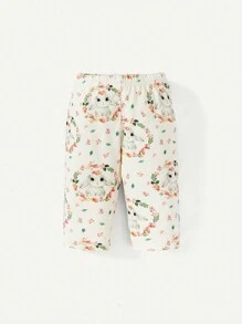 新生兒兔子和字母圖案連體衣和褲子和頭巾和包