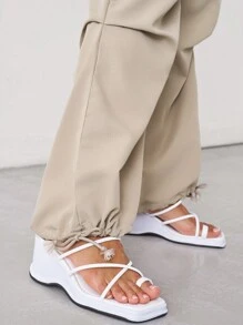 SHEIN Essnce 翻蓋口袋抽繩下擺工裝褲