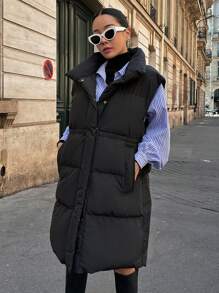 DAZY Cropped Padded Winter Jacket For Women Vest Women Coats - Black - View 7