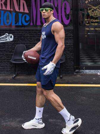 Manfinity Sport Corelite 男士字母圖形運動套裝,運動服,運動長褲