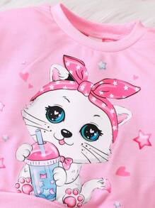 Baby Mädchen Cartoon Grafik, Sweatshirt mit & Gingham Muster, Rock mit