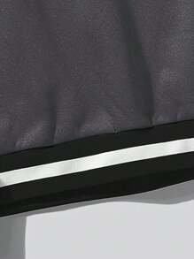 Manfinity Homme Men Plus Letter Graphic Contrast Trim Sweatshirt - Dark Grey - View 5