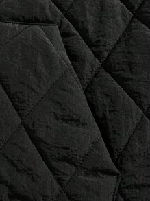 GENTILAND Men Thermal Lined Drawstring Hooded Quilted Padded Coat, For Fall Winter - Black - View 3