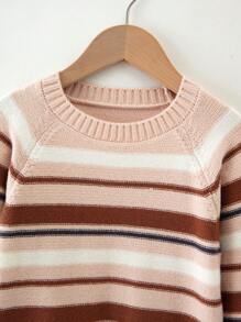 Young Boy Striped Pattern Raglan Sleeve Sweater - Multicolor - View 4