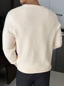 DAZY Nam Chất rắn Vòng cổ Áo len - Màu be - Xem 2