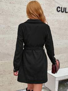 SHEIN LUNE Sukienka-koszula z paskiem - Czarne - Zobacz 2