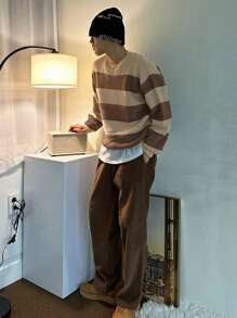 DAZY Men 1pc Two Tone Drop Shoulder Fall Sweater - Multicolor - View 4