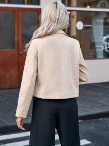 SHEIN Privé Túi có nắp Nút phía trước Mùa vụ Áo khoác - Lạc đà - Xem 2