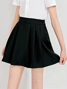 Tween Girl Pleated Skirt - Black - View 2