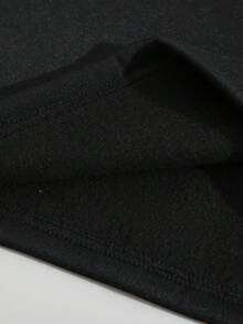 SHEIN EZwear Letter Graphic Drawstring Thermal Lined Hoodie & Sweatpants - Black - View 4