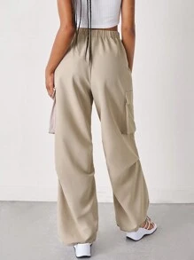 SHEIN Essnce 翻蓋口袋抽繩下擺工裝褲