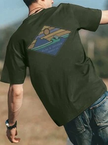 Men Mountain & Letter Graphic Tee