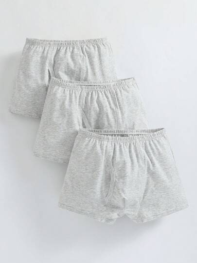男大童3入組素色彈性腰帶平角內褲