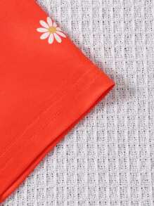 SHEIN Tween Girl Floral Print Tee - Orange - View 5